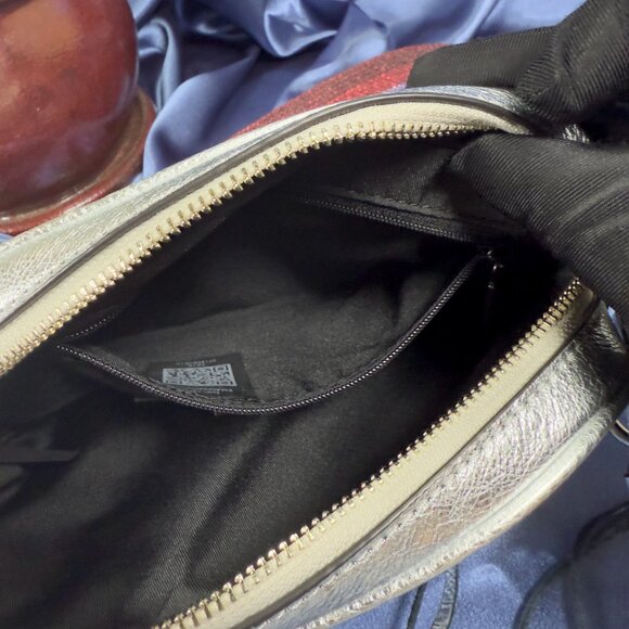 Rebecca Minkoff NWT Blythe Xbody – Silver Leather with Jewel-Tone Metallic Strap - Picture 13 of 16